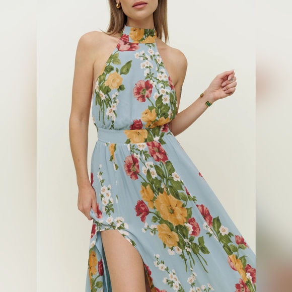 NWT Reformation Andee Floral Halter Neck Maxi Dress Size 10 in Florist - Picture 2 of 4